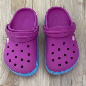 CROCS Kids size J 1 Purple and Blue Water Shoes Classic Design